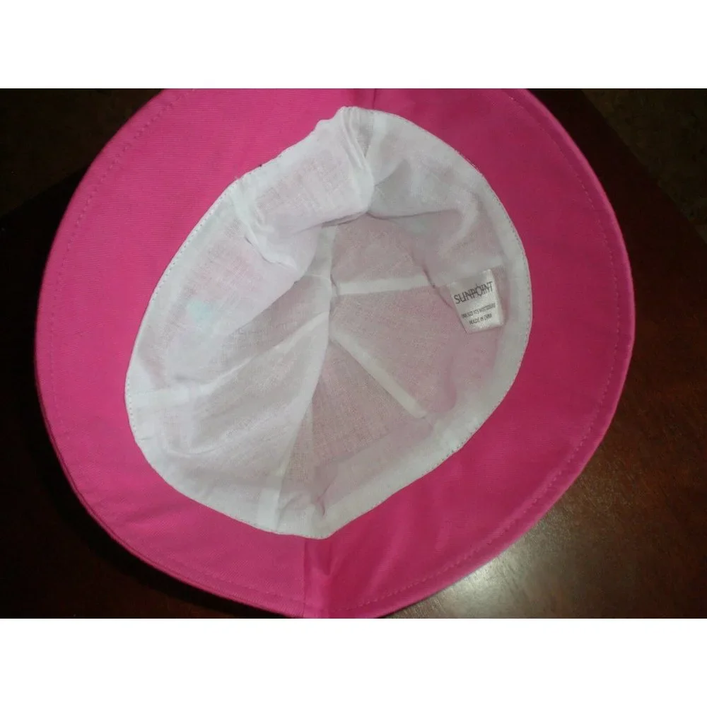 NWT Sunpoint Toddler Girls Sun Bucket Hat Embroidered Pink One Size Fits Most